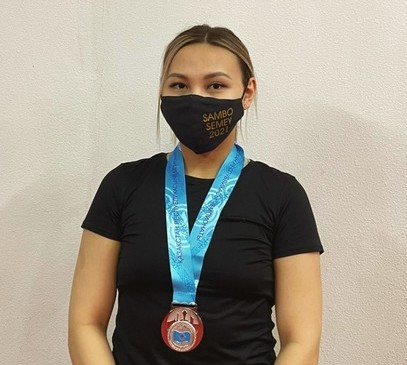 Satova Aruzhan, student of TAU with major in Tourism has participated at the national youth SAMBO championship and won the 2nd place.